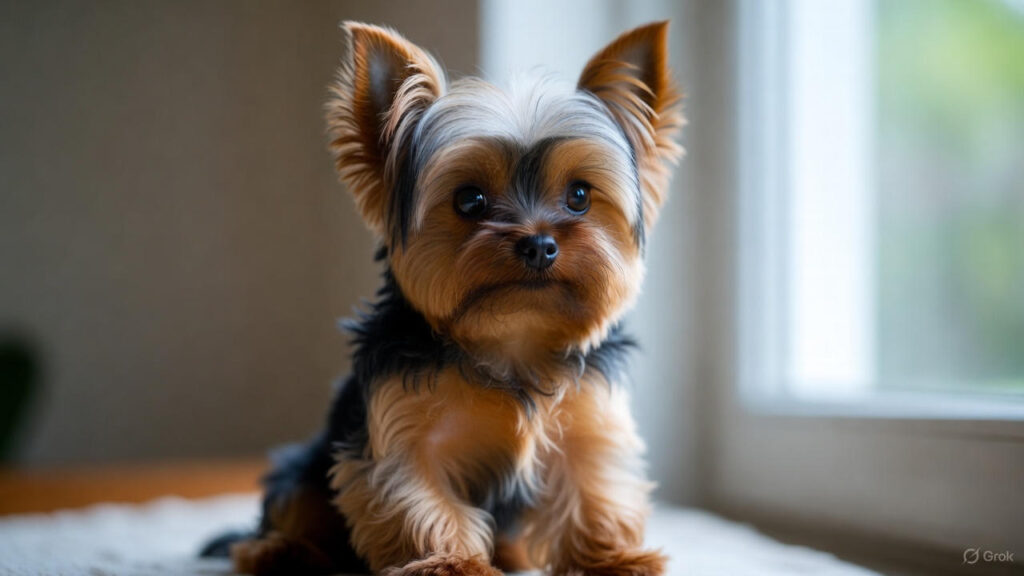 Teacup Yorkshire Terrier small elegant dog with silky coat
