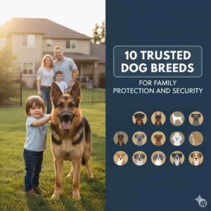 Trusted family guard dog protecting home and family.