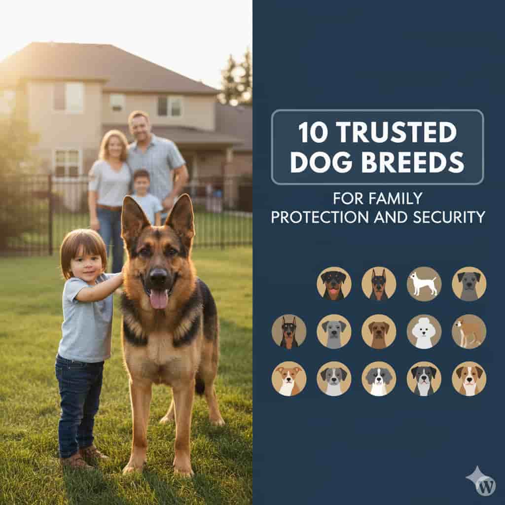 Trusted family guard dog protecting home and family.