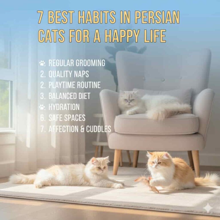 Beautiful white Persian cat relaxing on a couch, symbolizing happiness and good car