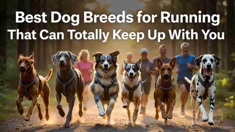 A high-quality photo of a runner with a Labrador or Weimaraner on a trail at sunrise.