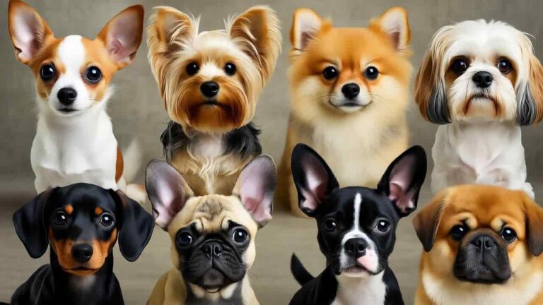 Perfect tiny toy dog breeds sitting together in a cozy room”