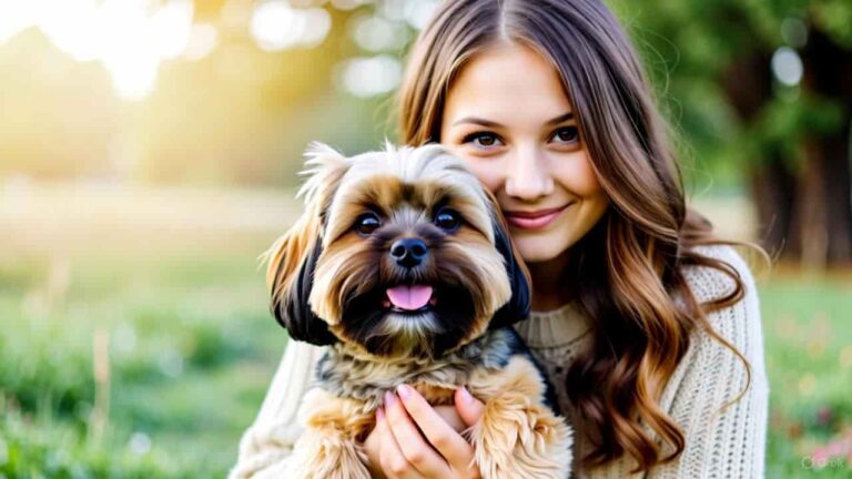 Owner smiling and talking lovingly to their dog — words that make dogs feel loved and happy