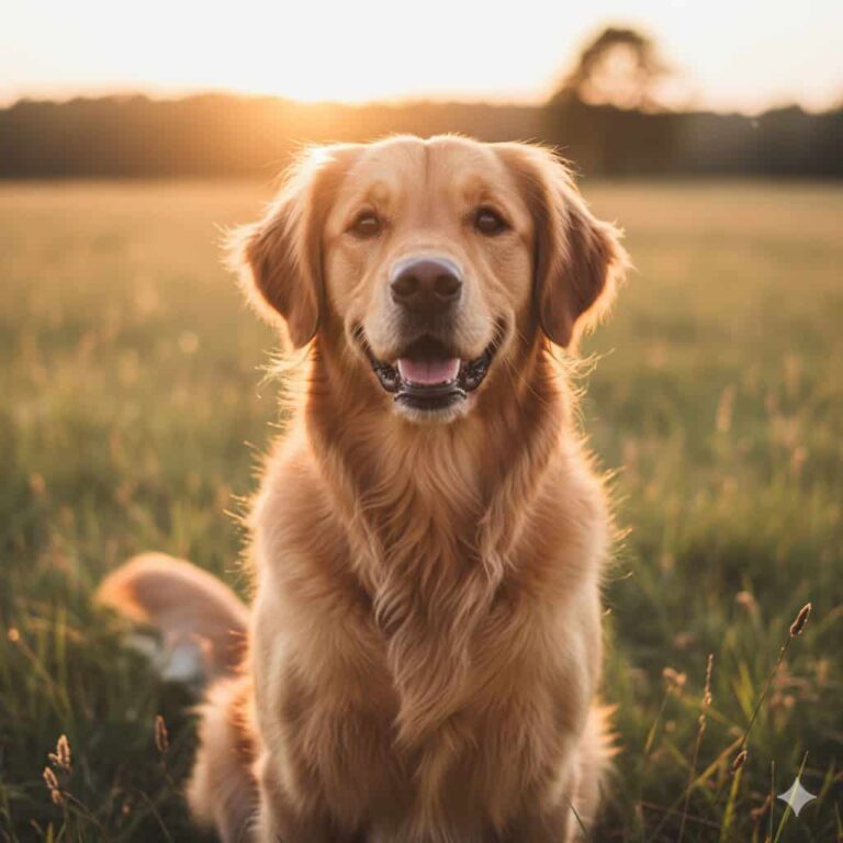 A loving dog showing gentle and affectionate behavior in warm sunlight.