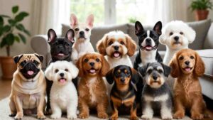 “Best dog breeds under 25 pounds sitting indoors—French Bulldog, Pug, Maltese, and Shih Tzu—ideal small dogs for cozy lifestyle homes.”