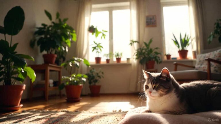 Apartment friendly cat relaxing indoors in a small apartment