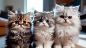 Short-leg cat breeds including Munchkin, Bambino, and Dwelf cats sitting indoors