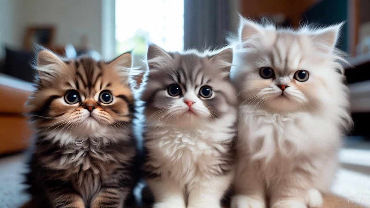 Short-leg cat breeds including Munchkin, Bambino, and Dwelf cats sitting indoors