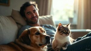 Impacts of pet ownership on mental health showing emotional comfort and companionship with pets