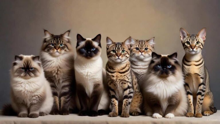 Cat breeds ideal for cat shows displayed in a professional judging environment