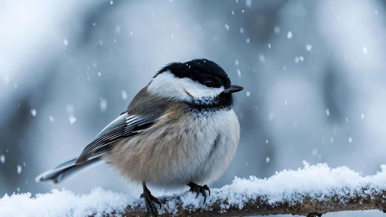It’s not easy to live as a bird in winter as a small songbird fluffs its feathers to survive extreme cold