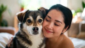 Looking for a Velcro Dog ? An affectionate dog staying close to its owner, representing the best Velcro dog breeds known for loyalty and companionship.